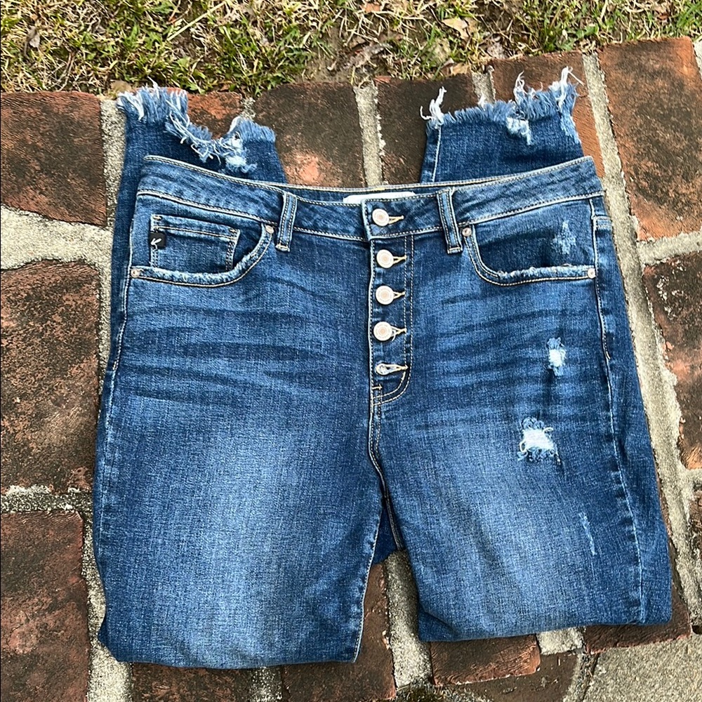 KanCan High waist crop button fly jeans size 13/30